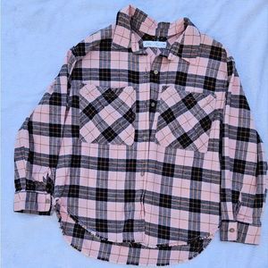 Zara Button up Girls Pink Plaid Fringe Top Size 9
